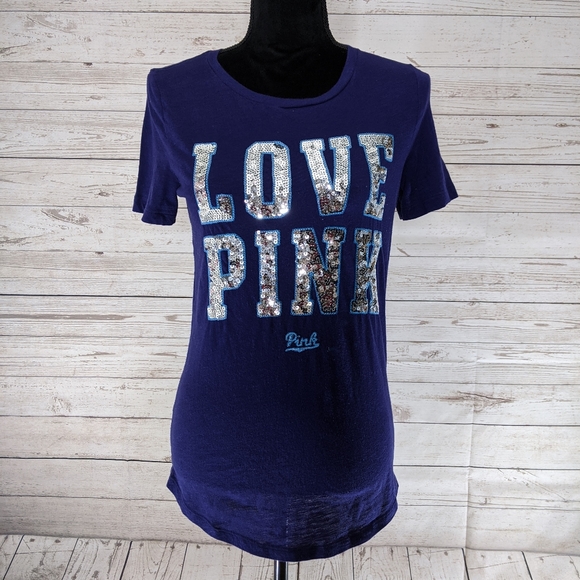 🍂PINK Victoria's Secret Sequins Love Pink Tee